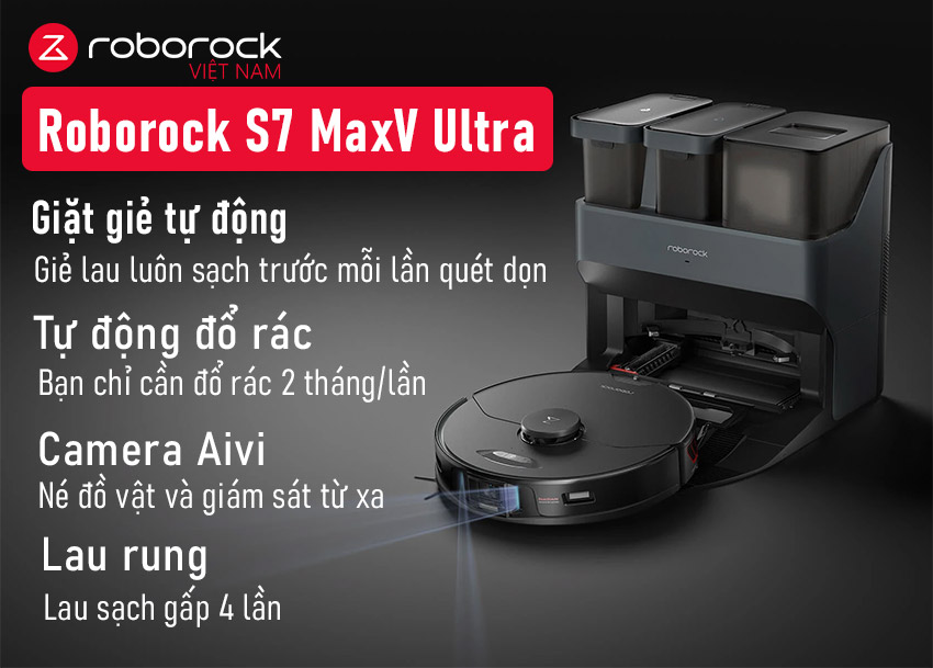 Robot hút bụi lau nhà Roborock S7 MaxV - bản quốc tế với nhiều chức năng khác nhau