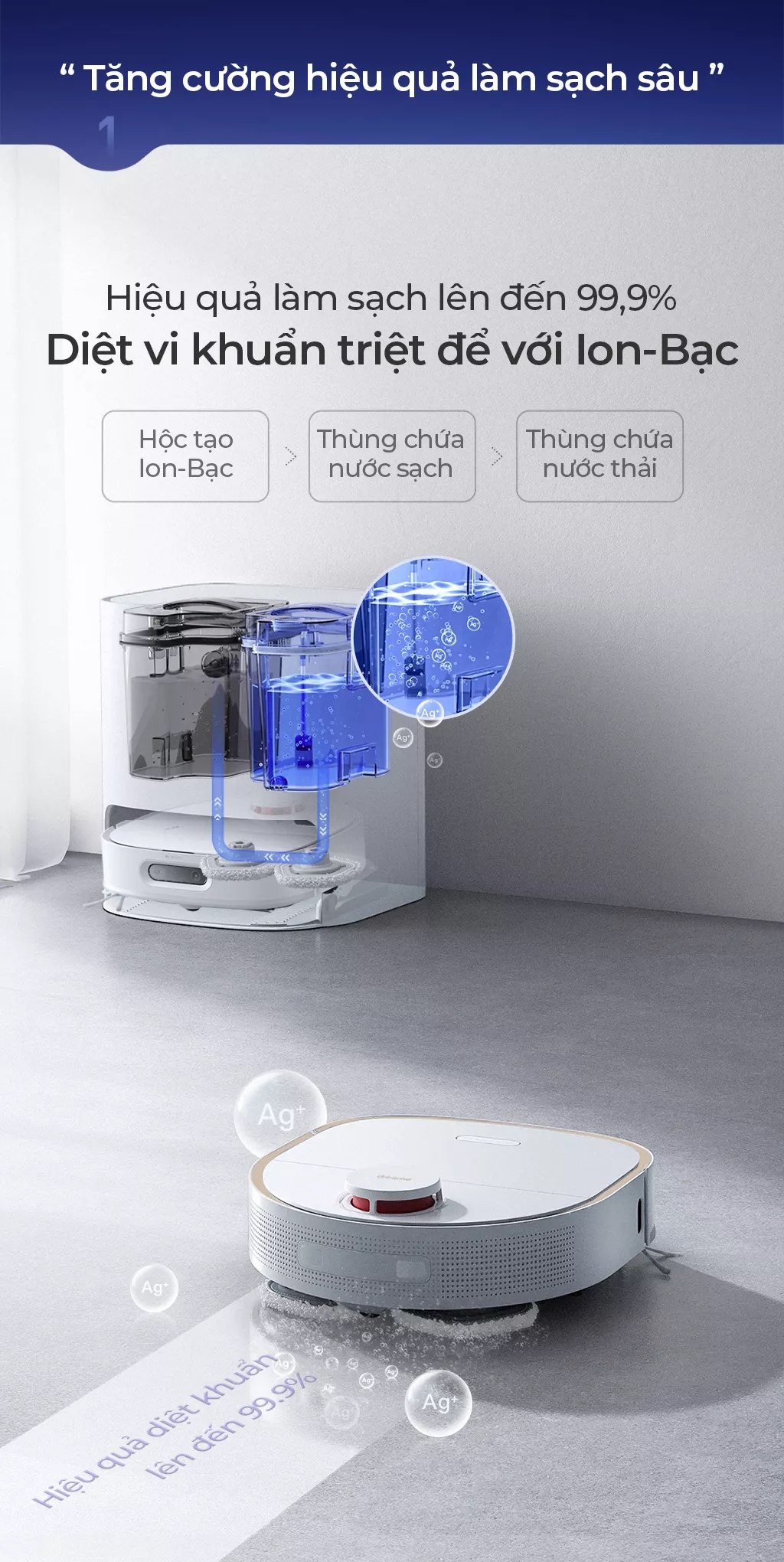 Robot hút bụi lau nhà DreameBot W10 Pro (bản quốc tế) tăng cường hiệu quả làm sạch