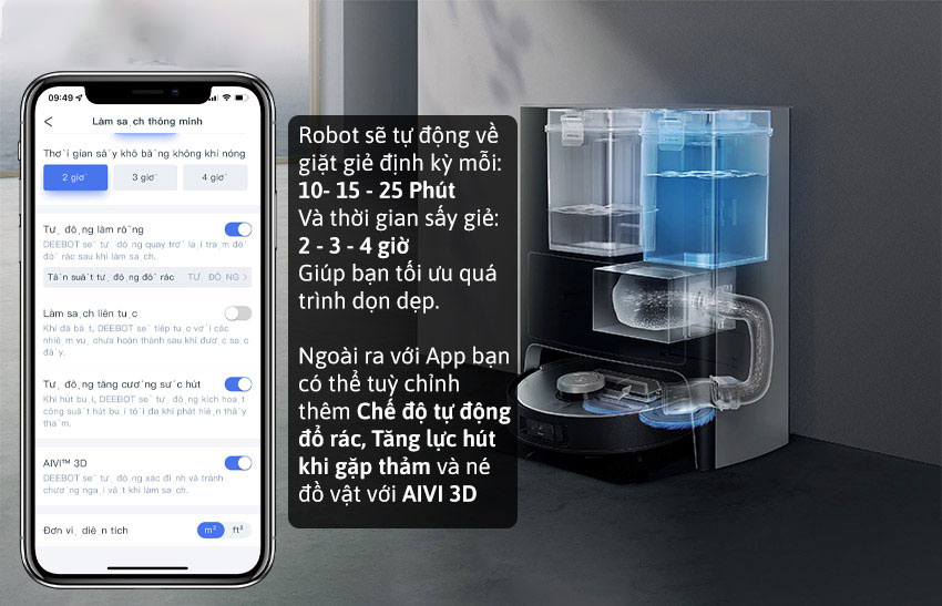 robot hút bụi tự động giặt giẻ X1 omni bản quốc tế