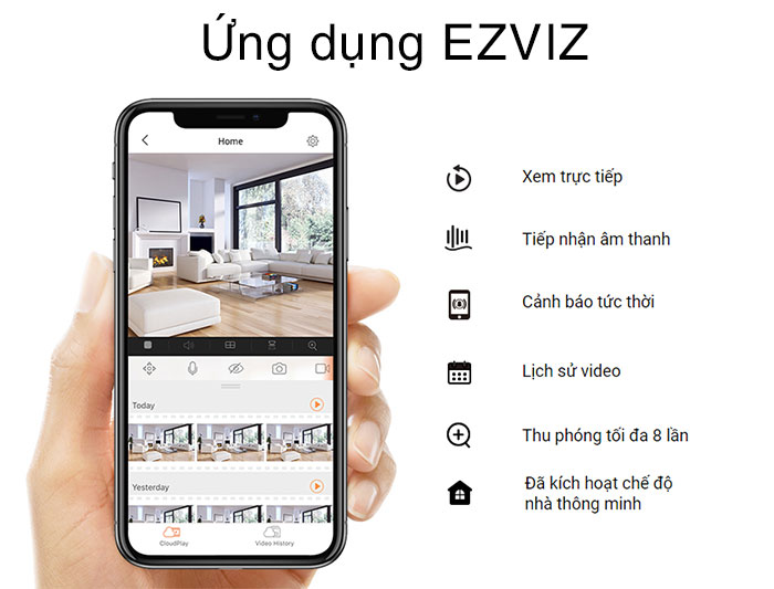 Camera IP EZVIZ C6N 2MP 1080p Smart Night Vision có ứng dụng EZVIZ