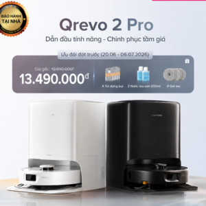 Robot hút bụi lau nhà Roborock Qrevo 2 Pro 2 màu Đen và Trắng